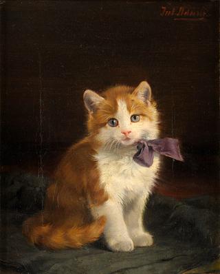 Kitten with purple bow