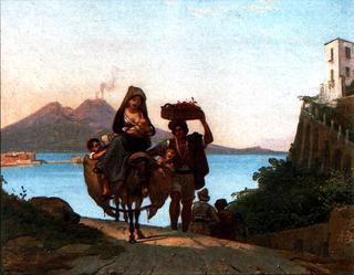 Gulf of Naples with Fruit Sellers