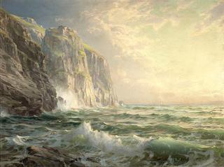 Rocky Cliff with Stormy Sea, Cornwall