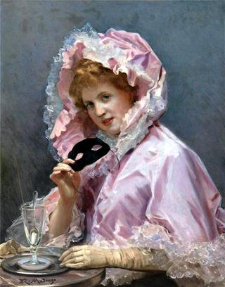 Young Lady with a Mask and Glass of Absinthe
