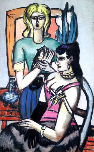 Before the Ball - Two Women with a Cat
