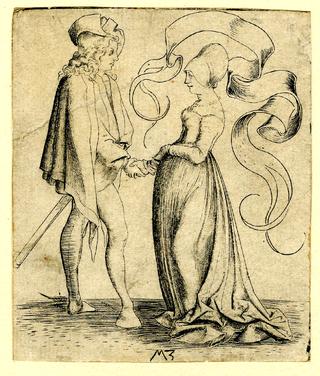 The Greeting (A Young Man with Sword, Turned to the Right, Holds a Woman's Hand)