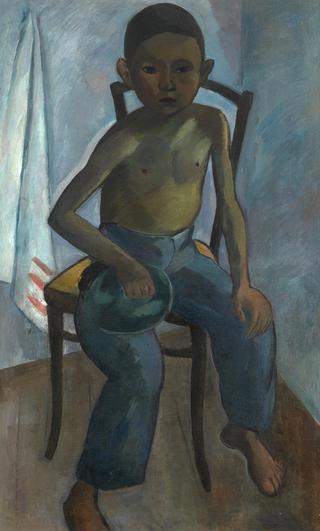 Boy with a Cap, Sitting on a Chair
