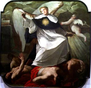 St. Thomas Aquinas beating the heretics
