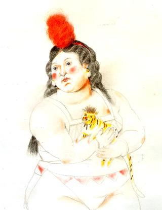 Circus Woman with a Monkey