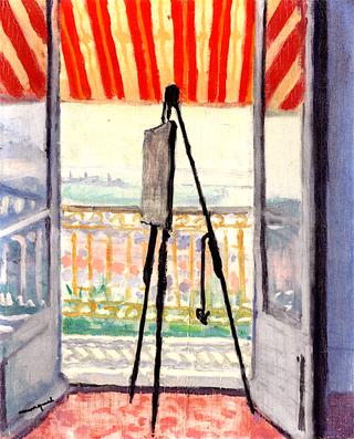 Balcony with Striped Awning