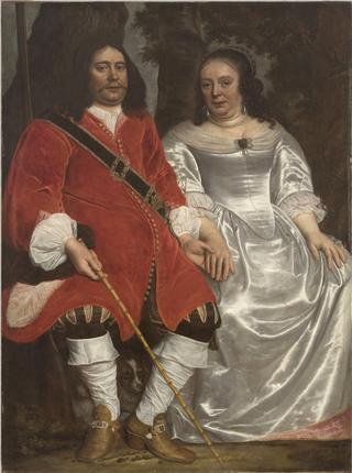 Portrait of a Gentleman and a Lady Seated Outdoors