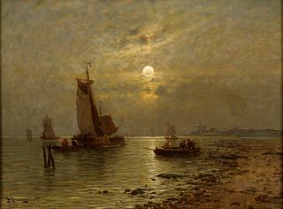 Night fishing under a full moon
