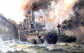 HMS 'Vindictive' Storming Zeebrugge Mole