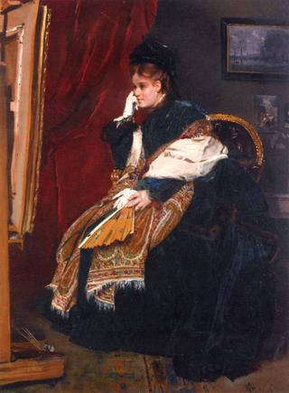 Woman in Green in the Studio
