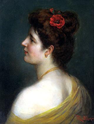 Young Woman with Poppy Flowers in Her Hair