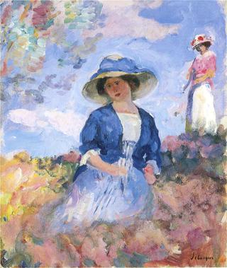 Two young women in the field