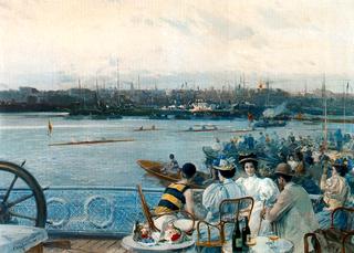Regatas en el puerto de Barcelona