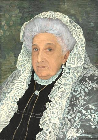 Buste D'une Dame Avec Foulard En Dentelles Blanc