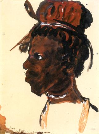 Head of a Man in Profile (decorated hair)
