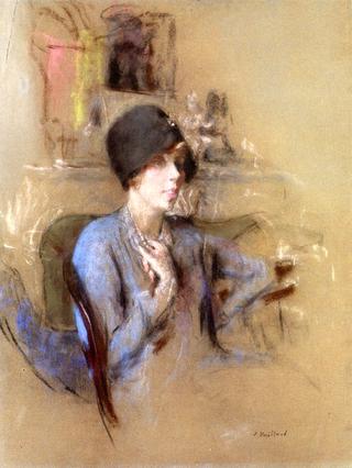 Lady in Blue with a Cloth Hat