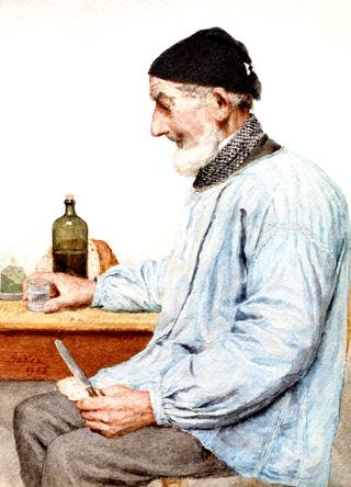 Grandfather with His Morning Snack