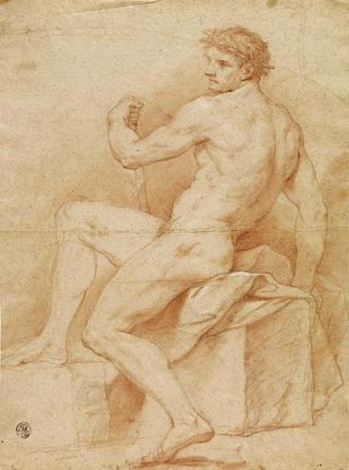 Study of a Man Sat on a Block of Stone