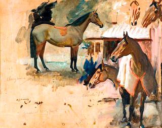 Stables at Withypool, Exmoor, Studies of 'Cherrybounce' and 'Anarchist'
