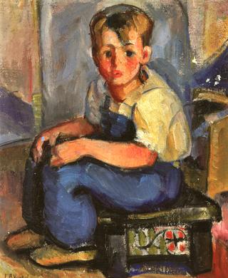 Boy Seated on Stool