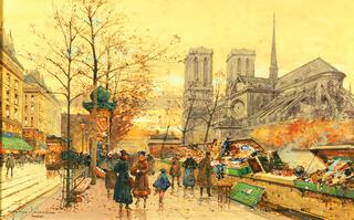 Les bouquinistes sur les quais a Notre Dame