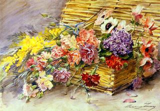 Panier de fleurs provencales