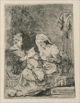 A Holy Family, The Virgin with a basket of Linen