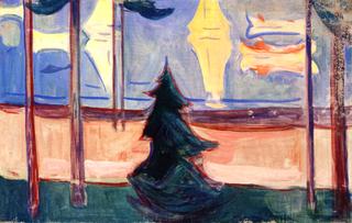 Beach Landscape with Trees and Boats