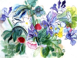 一束鸢尾花和罂粟花