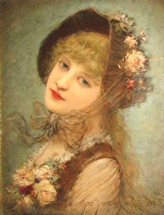 Beautiful Girl in Rose Hat
