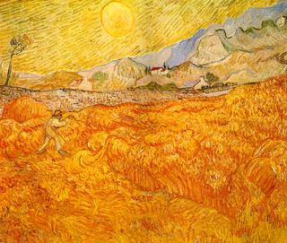 Wheat Field behind Saint-Paul Hospital with a Reaper
