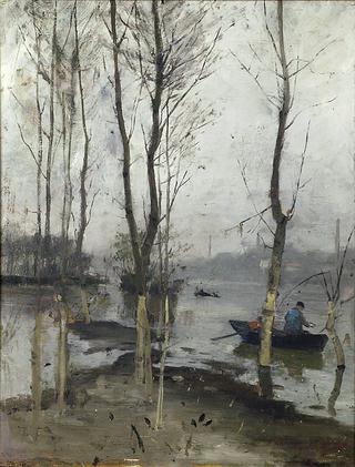 River Scene with a Fisherman