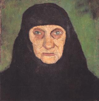 Head of an old woman with black scarf