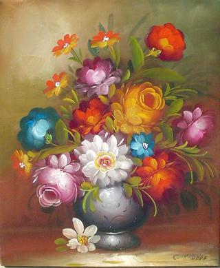 Flowers in Gray Vase