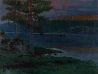 Landscape with Water and Rowing Boat