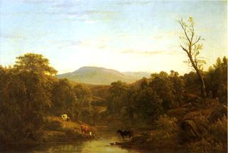 Cattle Watering by a Stream