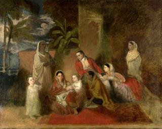 Major William Palmer with His Second Wife, the Mughal Princess Bibi Faiz Bakhsh