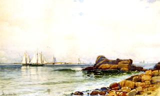 Coastal Rocks with Sailboats