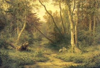 Woodland Scenery with Herons