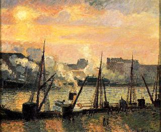 Quay in Rouen: Sunset
