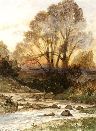 A Rocky Landscape with a Torrent of Water