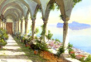 A Colonnade overlooking the Isle of Capri