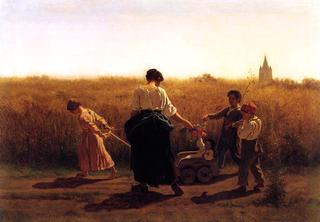 Copy after Jules Breton's 'Le Depart les Champs'