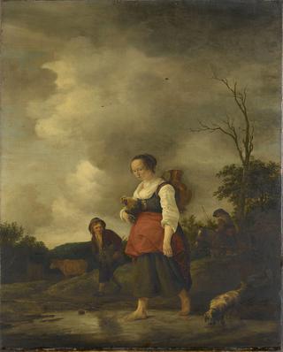 A Girl Crossing a Brook