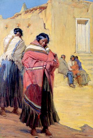 Indians outside Taos Pueblo