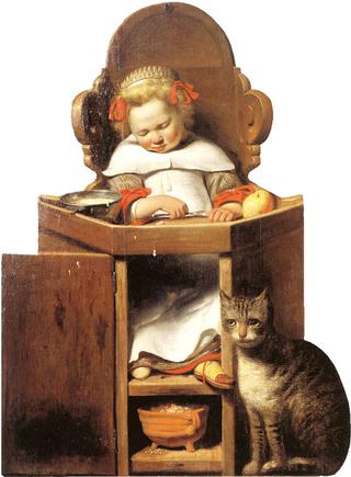Boy Sleeping in a High Chair