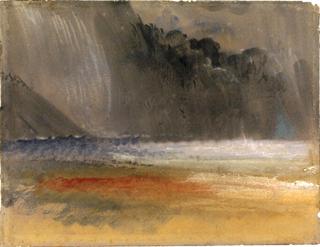 Heaped thundercloud over sea and land