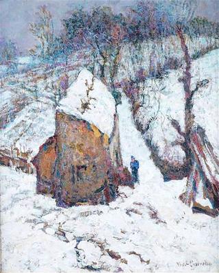 Mountain Farm with Snow