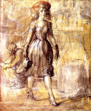 Girl Walking on City Street