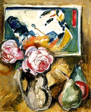 Fruit and Vase of Roses